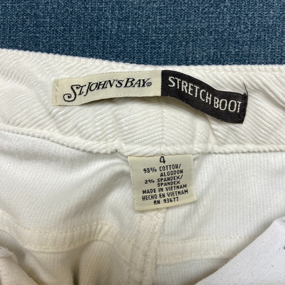 St. John's Bay Stretch Bootcut Corduroy Pants Womens 4 White Cotton Mid Rise - Picture 10 of 16